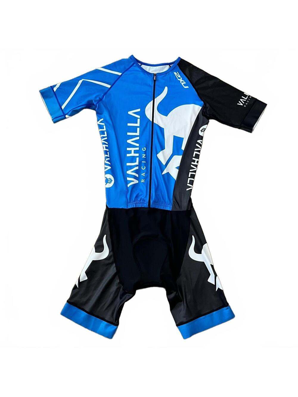 2XU Mens Cycling Jersey Bib Shorts Blue Black Size Medium